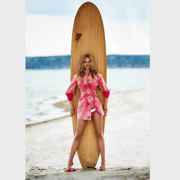 Roberto Cavalli Pink Acid Washed Denim Western Style Long Sleeve Mini Dress - Picture 13 of 14